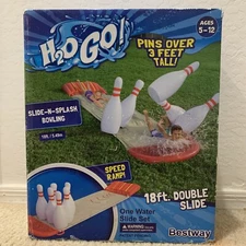 Bestway H2OGO Slide N Splash Bowling 18' Slide 3' Tall Pins Slip and Slide Water