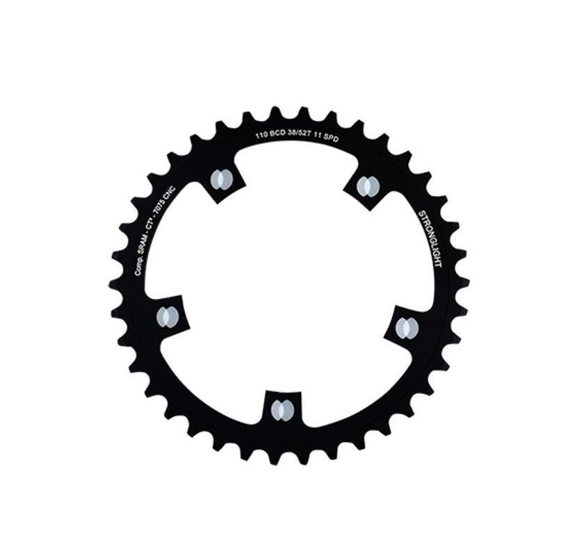 Plateau route 38 dents 110mm noir pour un passage de vitesse fluide en cyclisme 11v