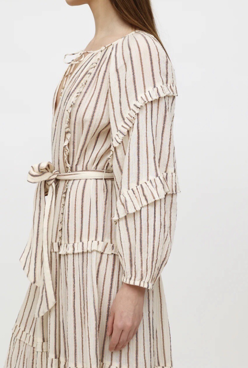 Ulla Johnson NEW Imari Midi Dress In Cream Multi Oversized Size 2 image 6
