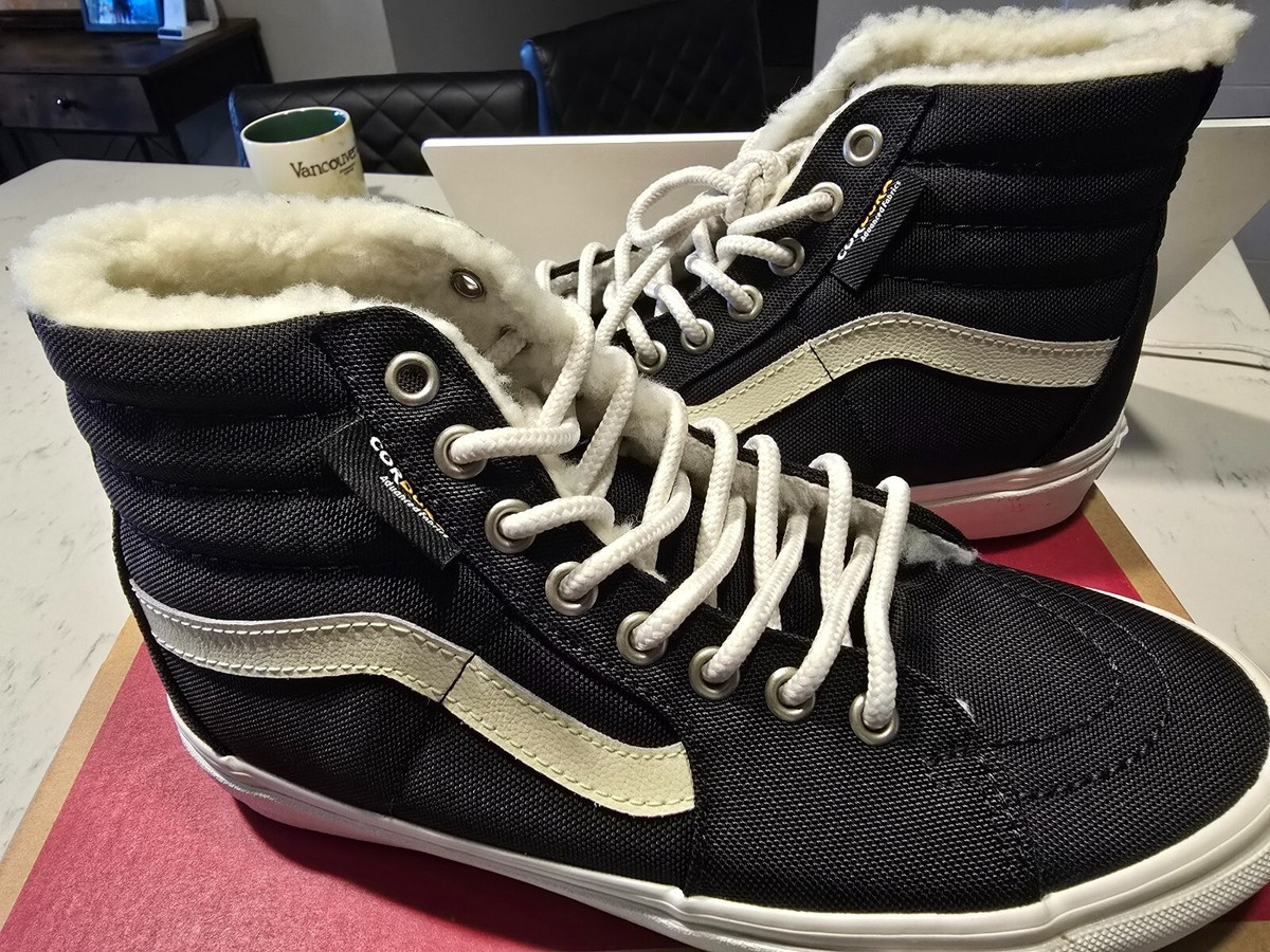 VANS SK8 Hi Black Cordura Sherpa Women's Size Winter Skate Shoes