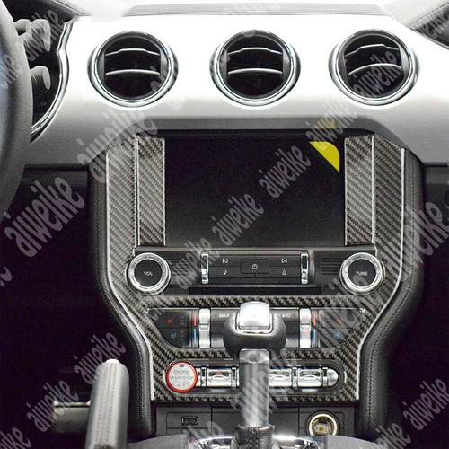 Carbon Fiber Multi-media Console Panel Decor Trim Fit For Ford Mustang 2015-2023 - Picture 5 of 8