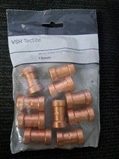 VSH TECTITE Push Fit Straight Copper Coupler 15mm Pack 10