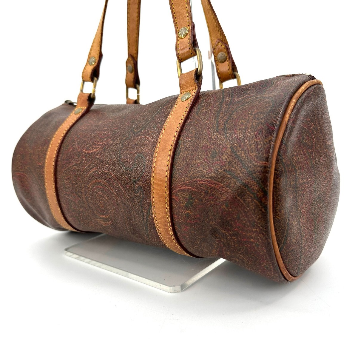 希少！ETRO良品“高級感大！上品でクラッシックなレトロ&ビンテージキャディB ETRO 90s Vintage Paisley Barrel Bag Drum Bag Authentic | eBay