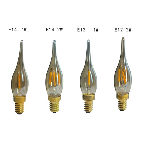 E14 SES 1W 2W Vintage Retro COB Filament LED Candle Light Bulb Warm Yellow Lamp - Picture 3 of 9