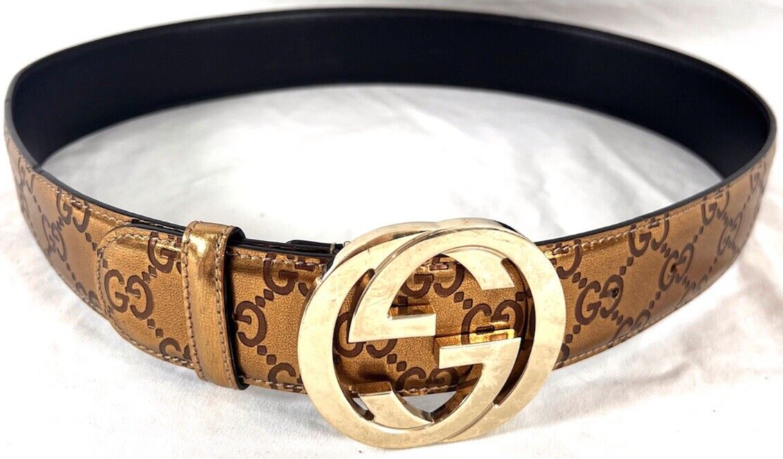 GUCCI 114876 Interlock Metallic Bronze Guccissima GG Pattern GUCCI 114876 Interlock Metallic Bronze Guccissima GG Pattern