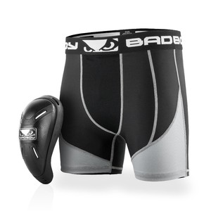 Bad Boy Groin Guard Full Guard Compression Shorts Cup Black Mma
