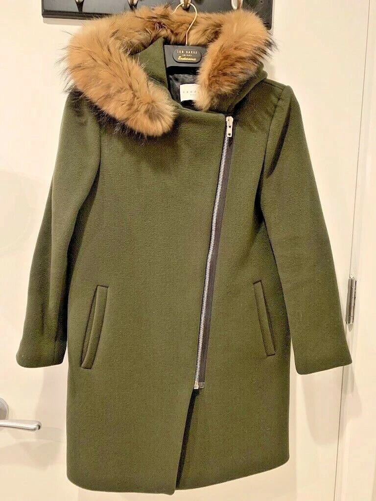Green coat with deals fur hood