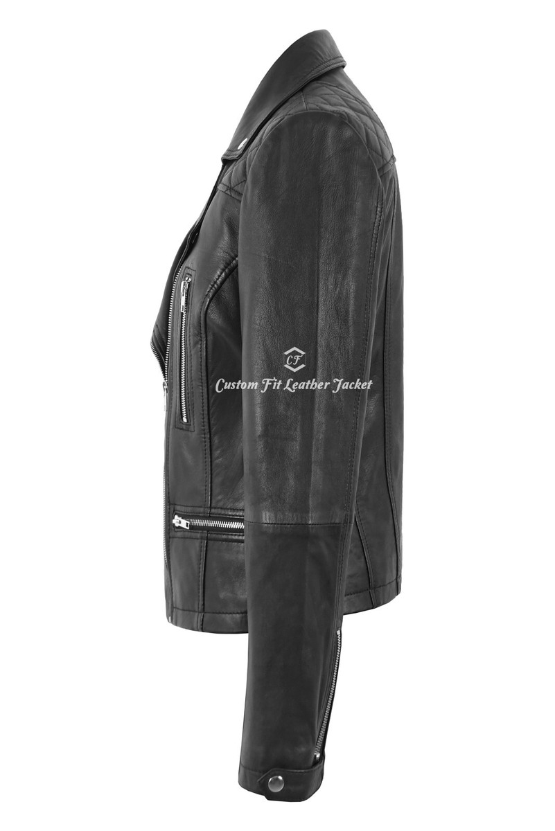 Texpeed Damen Leder Marlon Brando Rocker Retro Chopper Motorradjacke