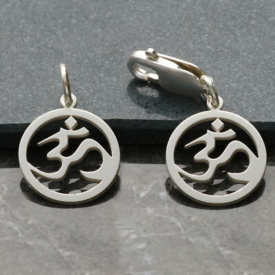 Sterlingsilber OM OHM AUM ruhiger Anhänger Charm optional Auslöserverschluss oder Kette
