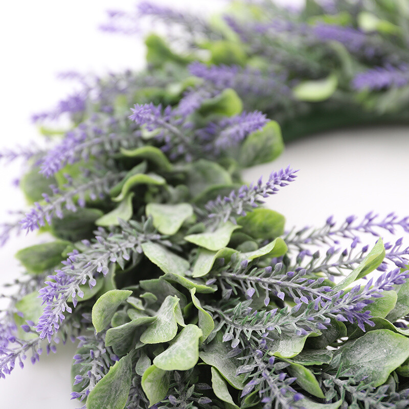 42CM Artificial Lavender Topiary Wreath Eucalyptus Leaf Flower Garland Hanging