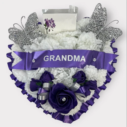 Heart Artificial Funeral Flowers Wreath Memorial Grave Tribute dad brother - Image 2 of 4