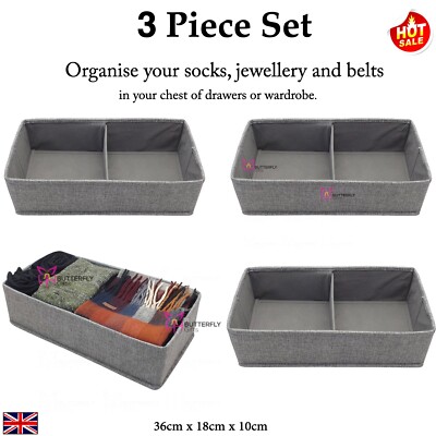 2-teilige Aufbewahrung Schublade Organizer Ordnung Socke BH Gürtel Krawatte Schublade Teiler 3-teiliges Set