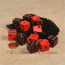 NEW 12 Black & Red Gaming Dice + Bag Set D&D RPG Game Bunco Game D6 
