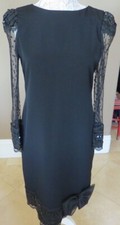 Vtg 10 Barbara Chodos Michael Marcella Black Vback Sheath Cocktail Dress, Lace