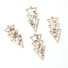 C 8PCS Gold Tone Dried Pressed Flower Resin Arrow Shape Charm Pendant GBY1561