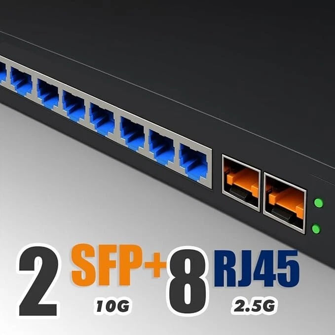 Unmanaged 10Gb Switch 2 Ports SFP+ 8x RJ45 2.5G Plug & Play Freebox Livebox NAS - Image 2 of 4