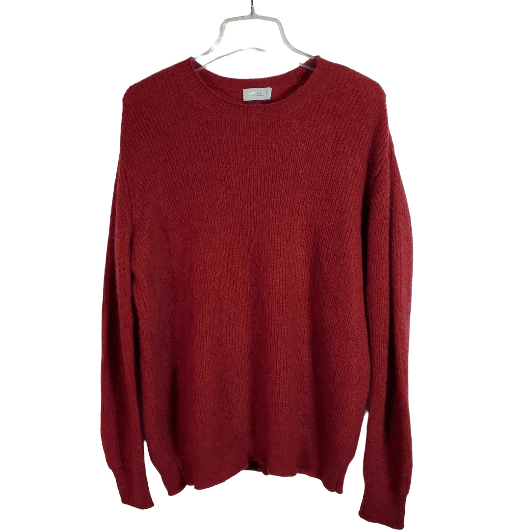 John Elliott Mens Mohair Wool Blend Red Sweater 1 Small Crewneck