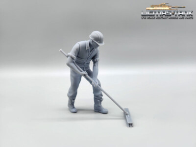 Figur 1/14 Arbeiter Warnweste Besen Resin Lkw Truck Nutzfahrzeuge Baustelle
