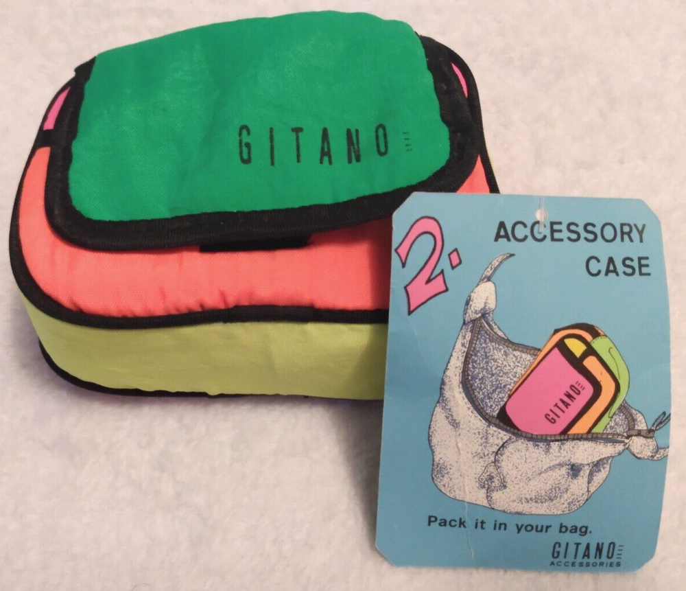 VTG 1990s Gitano Neon Accessory Case Belt Loop Fanny Pack Retro Parachute Nylon