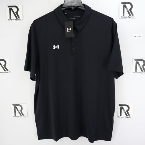 NWT Men's Under Armour UA Performance Golf Polo Shirt Black Loose Fit Tech Polo - Picture 1 of 10