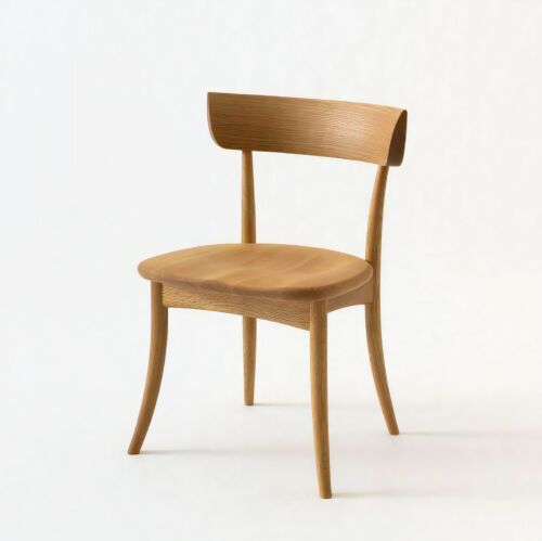 Chaise de salle à manger "CROISSANT sans bras" fabriquée au Japon bras chêne blanc bois massif Hida - Photo 1/6
