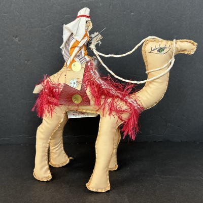 Egyptian Hand Crafted Camel Faux Leather And Fringe Souvenir Decor 10  High.
