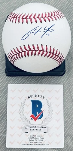 CHRISTIAN YELICH WITH #22 LICENSED BECKETT AUTHENTICATED SIGNED NEW MLB BASEBALL