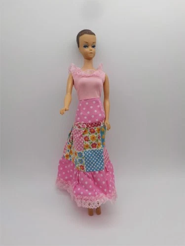 1975 RARE MONTGOMERY WARDS TUESDAY TAYLOR IDEAL MOD PINK GINGHAM LONG DRESS