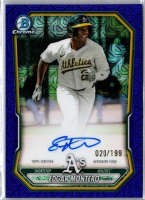 2026 Bowman #BMA-EM Edgar Montero Chrome Autographs Mojo Purple Refractors #/199