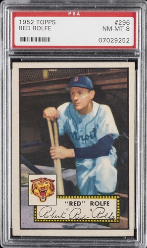 1952 TOPPS #296 RED ROLFE PSA 8