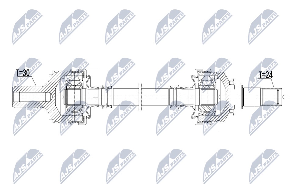 NTY Drive Shaft NPW-ME-222 For Mercedes-Benz Rear Axle Left, 24/30 Teeth - Image 8