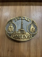 Vintage Award Design 24 K Gold Plated Belt Buckle 'TEXAS Oily'