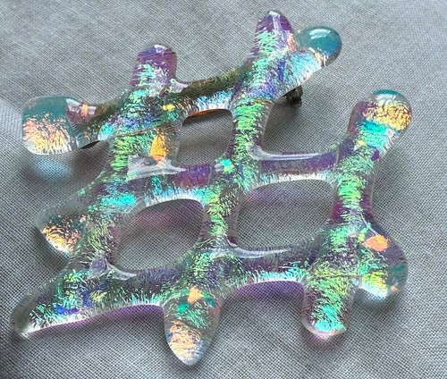BROOCH Unique Handmade Acrylic Neon Paints  2 1/2" x 2 1/4" x 1/4"