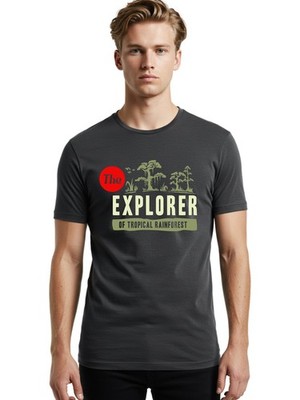 Rainforest Explorer Mens Graphic Tee, 100% Cotton, Casual Summer Wear