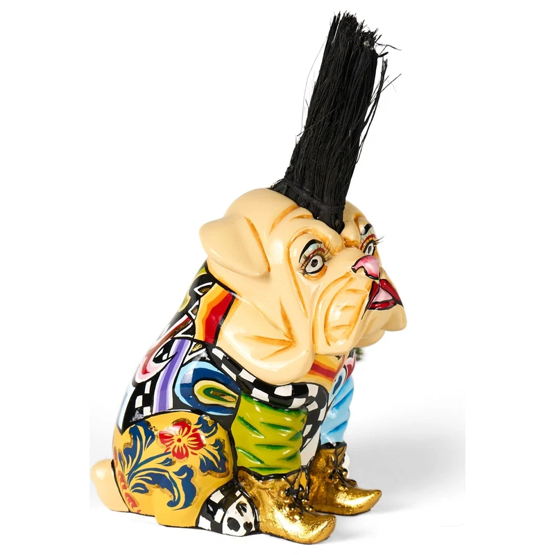 CARLINO Cane Statua Scultura Tom's Drag 4032 Carl S 28 cm Pop Art Cresta Punk, fotografia 2 di 9