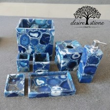 Blue Agate Stone bathroom Set Bathroom accessories Luxury bathroom set