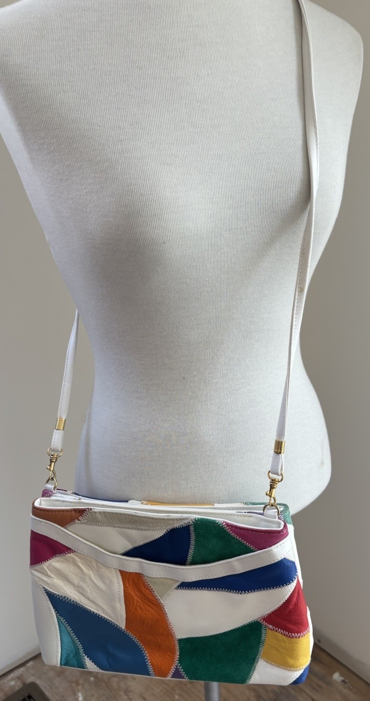 Multicolor Leather Patchwork Crossbody Bag Purse … - image 2