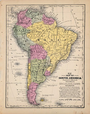 1839 SOUTH AMERICA Map (10.5x8) PARAGUAY - BRAZIL - PATAGONIA - VENEZUELA