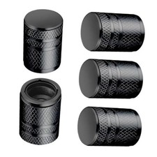 Tire Valve Stem Caps - 5 Pack Metal Air Caps with Plastic No Pattern Black