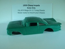 HO scale Slot Car Resin Body Green 1959 Chevy Impala Fits AFX 1.7 Long Chassis