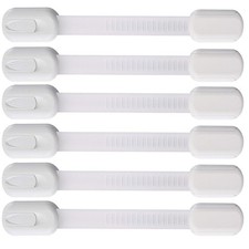 6-Pack Childproof Adhesive Strap Locks - No Drill Safety for Cabinets  Drawers