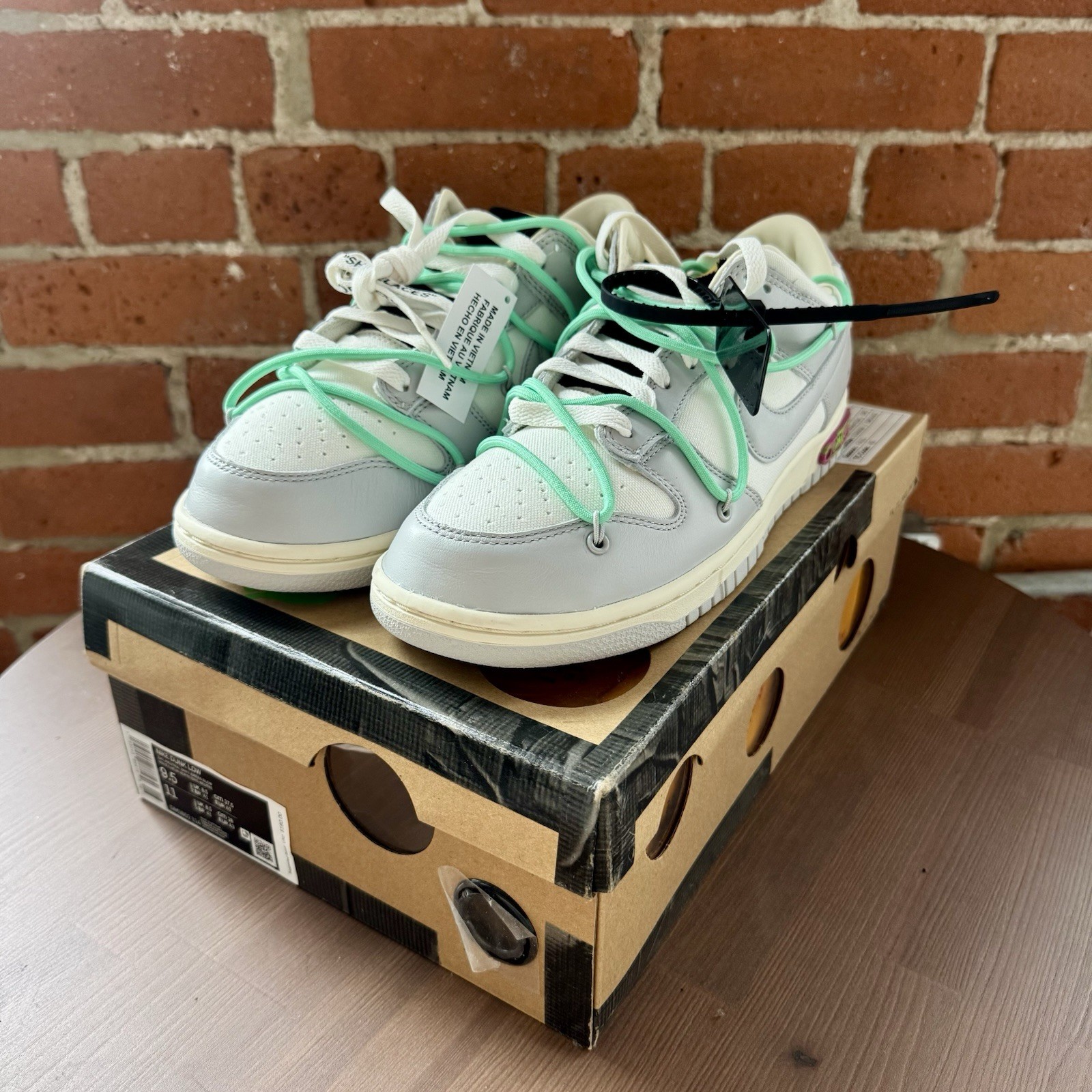 Nike Dunk Low Off-White Lote 16 Blanco Gris Verde Menta Zapatillas Deportivas Hombre 2021