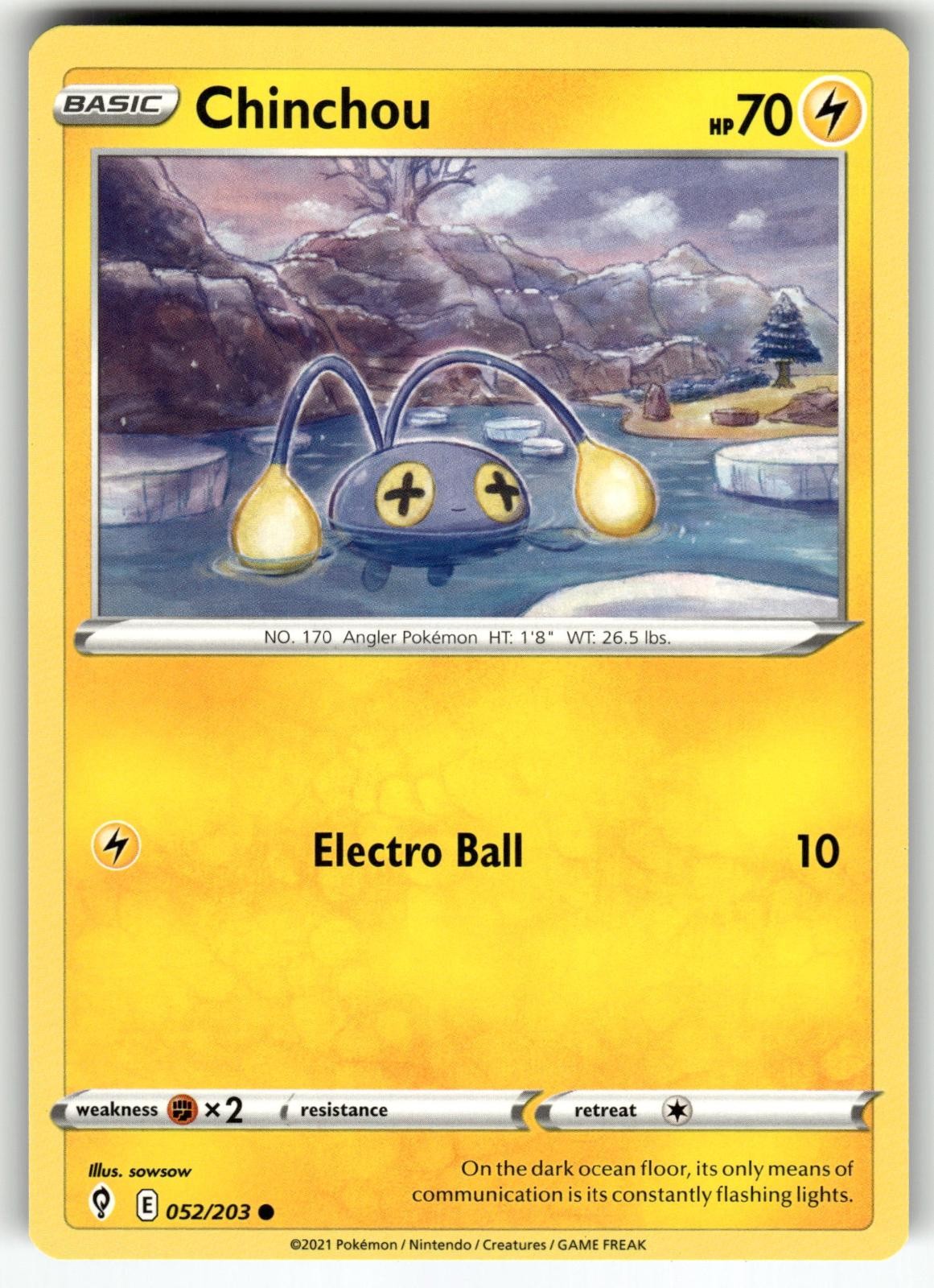Chinchou 052/203 Common Evolving Skies Pokemon Near Mint