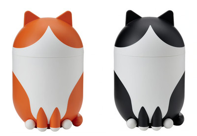 2x IKEA GREJSIMOJS Storage Box With Lid Cat Shaped Orange / Black