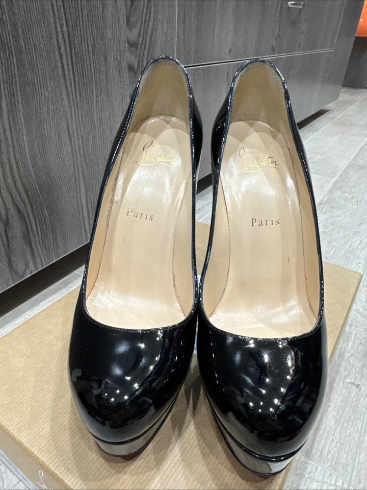Christian Louboutin Bianca 140 Patent Calf Black 38,5 Excellent Condition W/ Box - Image 2 of 4