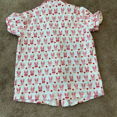 Roller Rabbit Pink Lovestruck Bunny Polo Pajamas Preppy Valentine’s Day - Picture 4 of 6