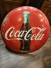 Vintage 36" Coca-Cola Button Sign Painted Steel Soda Advertising Coke Bottle...