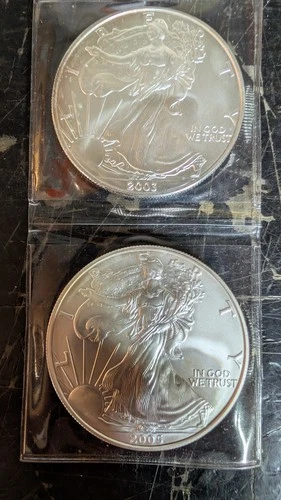 2003 & 2005 WALKING LIBERTY AMERICAN EAGLE .999 FINE SILVER DOLLAR COIN 1 oz.