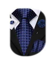 Hi-Tie Mens Paisley Floral Striped Ties Set Silk Necktie and Lapel Pin for Men P