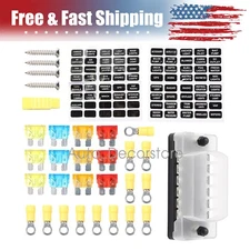 6-Way Blade Fuse Box Block Holders 12V 32V Car Boat Power Distribution Panel Kit